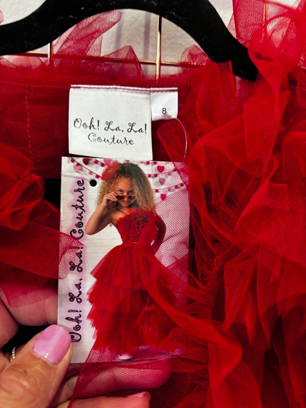 Ooh! La, La! Couture Red Ruffled Tulle Kids Jacket - Picture 2 of 3